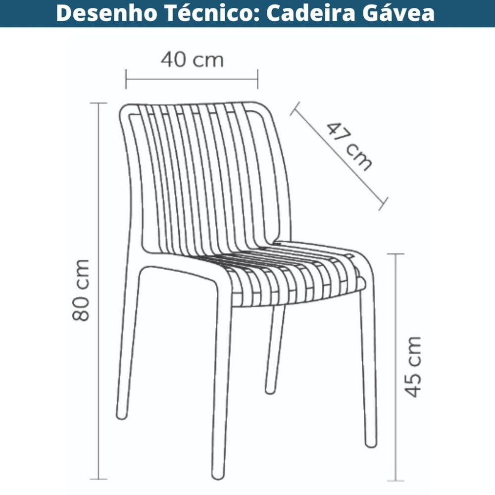 Kit 4 Cadeiras Empilhável Área Externa Gávea Cancun Rivatti Monobloco em Polipropileno Preto - 3