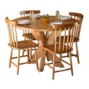 Ver imagem 1 de Conjunto Mesa de Jantar Redonda 1,20M com 4 Cadeiras Country em Madeira de Lei Maciça
