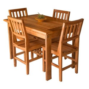 Conjunto Mesa de Jantar Ripada 1,20M com 4 Cadeiras Confort em Madeira de Lei Maciça Sala de Jantar