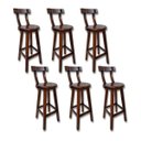 Ver imagem 1 de Kit 6 Banquetas Alta Bistrô De Madeira Com Encosto Bancada Ideal Para Bar E Restaurante - Imbuia