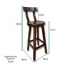 Kit 6 Banquetas Alta Bistrô De Madeira Com Encosto Bancada Ideal Para Bar E Restaurante - Imbuia - 2
