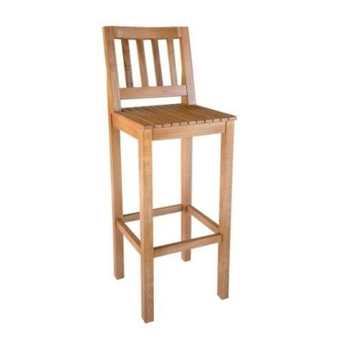 Banqueta Alta de Madeira com Encosto Confort