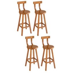 Conjunto 4 Bancos Alto Bistrô De Madeira Com Encosto Bancada Ideal Para Bar E Restaurante - 1