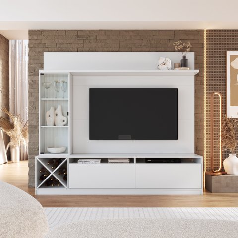 Estante para TV e Home Theater até 60 Polegadas 200CMX180CM 1 Porta de Veneza Branco