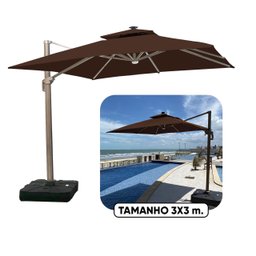 Ombrelone Guarda Sol Gold Led Alumínio 3,0 X 3,0 C/ Base em 100 L - 6
