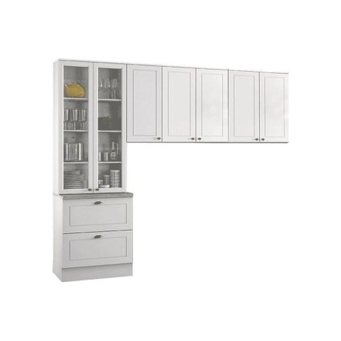 Cozinha Modulada Henn Americana 3 Peças (2 Armários + 1 Paneleiro) Cpt06 Branco