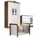 Ver imagem 1 de Quarto de Bebê Ariel 4 Portas e Berço Lara Branco Acetinado Amadeirado - Carolina