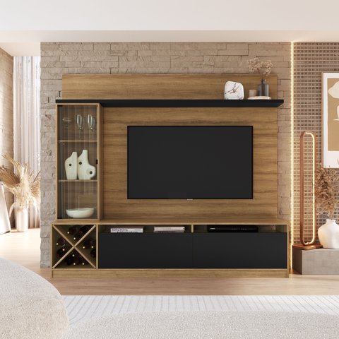 Estante para TV e Home Theater até 50 Polegadas 160CMX180CM Adega e Cristaleira Sorrento Marrom