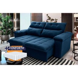 Sofá Retrátil Reclinável Verona 1,80m Suede Velut Molas Ensacadas - King House - 1