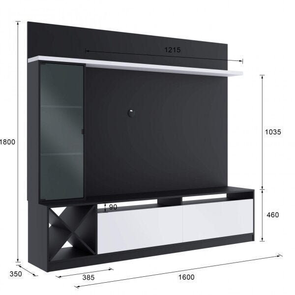 Rack com Painel para TV até 50 Polegadas com Adega e Cristaleira Sorrento Quiditá - 3