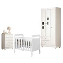 Ver imagem 1 de Guarda Roupa Life com Gaveteiro Soft e Berço Americano Soninho Branco Acetinado - Tigus