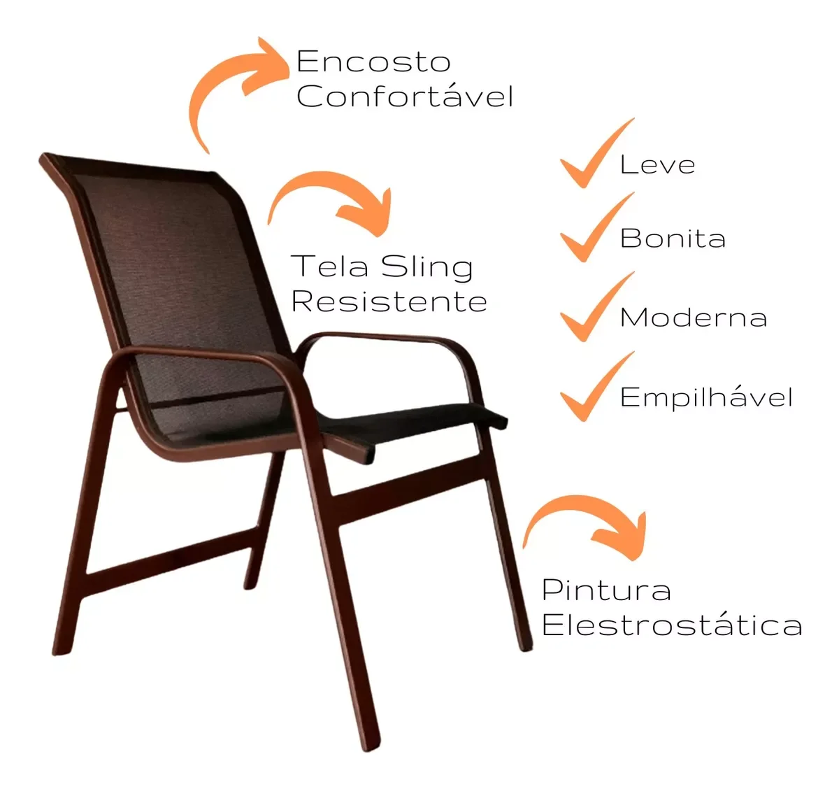 Mesa Giratória para Jardim Área Externa com 6 Cadeiras Tela - Marrom-escuro - 7