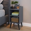 Ver imagem 2 de Mesa de Cabeceira para Quarto Decoração Pés Palito Cinza