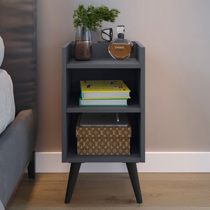 Mesa de Cabeceira para Quarto Decoração Pés Palito Cinza
