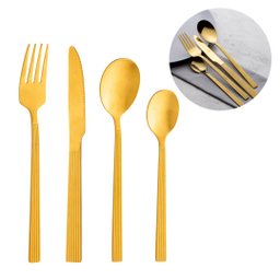 Faqueiro 16 Peças Aço Inox Athenas Dourado Gold Prime - Lyor - 4