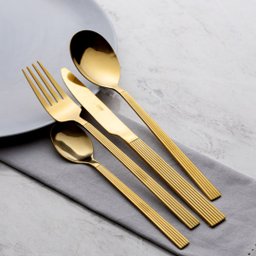 Faqueiro 16 Peças Aço Inox Athenas Dourado Gold Prime - Lyor - 1