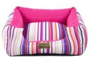 Ver imagem 2 de Cama Quadrada para Cachorro ou Gato Luppet Luxo Rosa Listras - M
