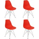 Ver imagem 1 de Kit 4 Cadeiras Charles Eames Eiffel Base Metal Cromado Vermelha