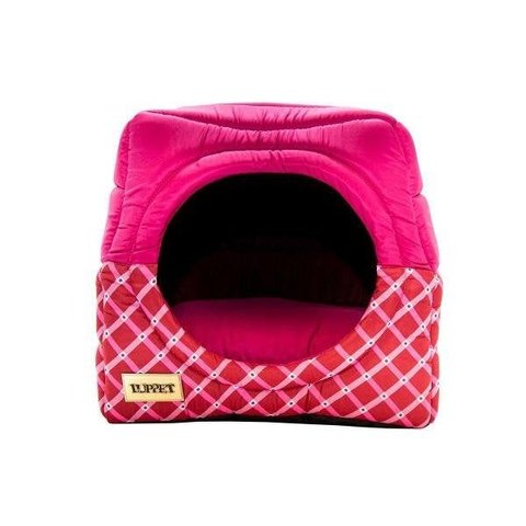 Cama Iglu e Toca para Cachorro Luppet Luxo Rosa Geométrico