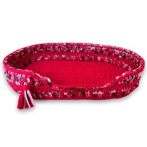 Cama Pet Oval Pink Feito A Mão Fio De Malha Mimosbybeth