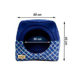 Cama Iglu E Toca Para Cachorro Luppet Luxo Azul Geométrico G - 8