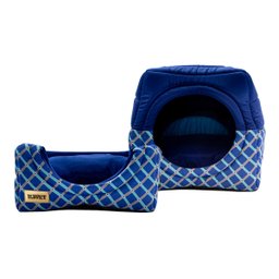 Cama Iglu E Toca Para Cachorro Luppet Luxo Azul Geométrico G - 7