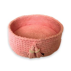 Cama Pet Redonda Rosa Feito A Mão Fio De Malha Mimosbybeth