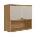 Ver imagem 1 de Armário Aéreo Cozinha 80 Cm Route 2 Portas 100% Mdf Jequitibá/off White Fosco - Pnr Móveis