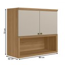 Ver imagem 3 de Armário Aéreo Cozinha 80 Cm Route 2 Portas 100% Mdf Jequitibá/off White Fosco - Pnr Móveis