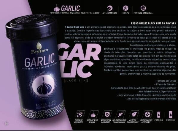 Ração Para Peixes Poytara Garlic 90G Black Line - 3