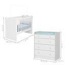 Ver imagem 3 de Conjunto para Quarto Infantil Louis 2 Portas 7 Gavetas MDF-MDP Branco Qmovi
