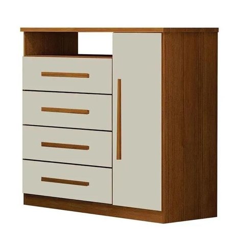 Cômoda Diamante 4 Gavetas Cinamomo/off - Leifer