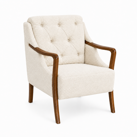 Poltrona Decorativa 75cm Zoe Bouclé Off White - Sallar Home