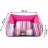Cama Quadrada Cachorro Ou Gato Luppet Luxo Rosa Listras - G - 4