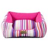 Cama Quadrada Cachorro Ou Gato Luppet Luxo Rosa Listras - G - 2