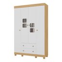 Ver imagem 1 de Guarda-roupa Infantil 122cm com Vidro 4 Portas e 2 Gavetas Sol Multimóveis Mp4420 Madeirado/branco