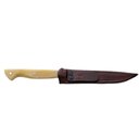 Ver imagem 3 de Faca Inox 5" Pequena Cabo de Osso Full Tang Bainha de Couro Facas Gaúcha Artesanal Legumes Carnes