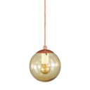 Ver imagem 2 de Pendente Bronze C/ Globo de Vidro Ambar de 14cm + Led 2w