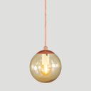 Ver imagem 3 de Pendente Bronze C/ Globo de Vidro Ambar de 14cm + Led 2w