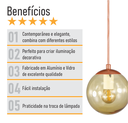 Ver imagem 5 de Pendente Bronze C/ Globo de Vidro Ambar de 14cm + Led 2w