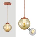 Ver imagem 1 de Pendente Bronze C/ Globo de Vidro Ambar de 14cm + Led 2w