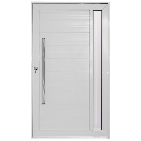 Porta Pivotante Alumínio Branco Lambril C/visor Lateral Px 100cm Maxx
