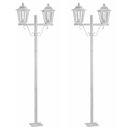 Ver imagem 1 de Kit 2 Postes de Jardim Duplo Luminária Externa Colonial E27 Branco Grega Dital 1,61m Tubo Alumínio