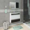 Ver imagem 2 de Gabinete de Banheiro com Cuba e Espelheira Grecia 65cm Branco/preto - Mgm