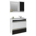 Ver imagem 1 de Gabinete de Banheiro com Cuba e Espelheira Grecia 65cm Branco/preto - Mgm