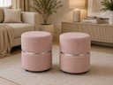 Ver imagem 1 de Kit de Puff com Cinta no Meio Prata Rosa Linho - Let Móveis