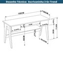Ver imagem 4 de Escrivaninha 3 Gavetas Trend Artesano 150 Cm (largura) em Mdp Hanover e Off White