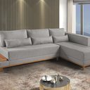 Ver imagem 1 de Sofá de Canto 4 Lugares com Chaise m-174 2,56m Molas Bonnel Almofadas Soltas Linho Estofados Martins