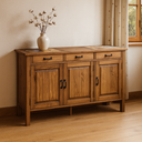 Ver imagem 1 de Balcão Aparador Cozinha Madeira Maciça Resistente Acabamento Encerado Cor Imbuia Tampo Cerâmica