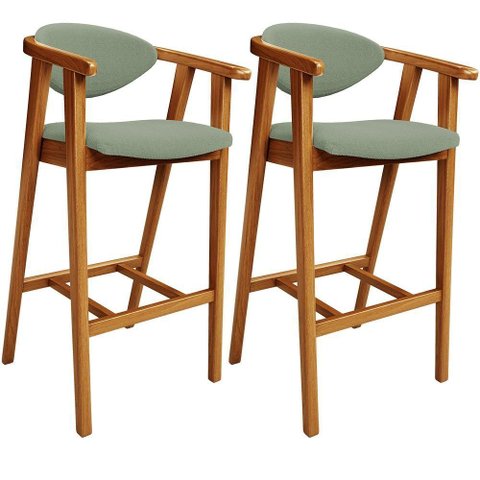 Kit 02 Banquetas Alta para Cozinha Bancada Bar Sala de Jantar Fixa Cecília L02 Bouclê Oliva